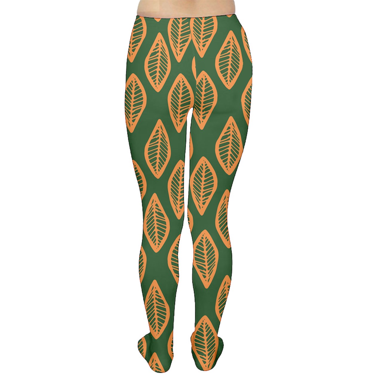 African | Ethnic | Mudcloth | #16 Green and Orange Tights