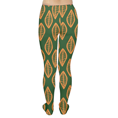 African | Ethnic | Mudcloth | #16 Green and Orange Tights