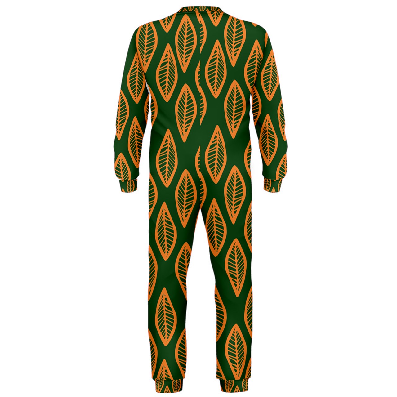 African | Ethnic | Mudcloth | #16 Green and Orange OnePiece Jumpsuit (Men)