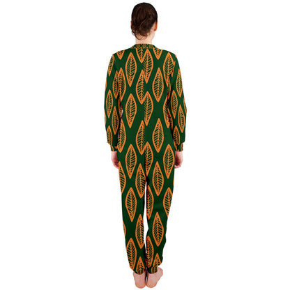 African | Ethnic | Mudcloth | #16 Green and Orange OnePiece Jumpsuit (Ladies)