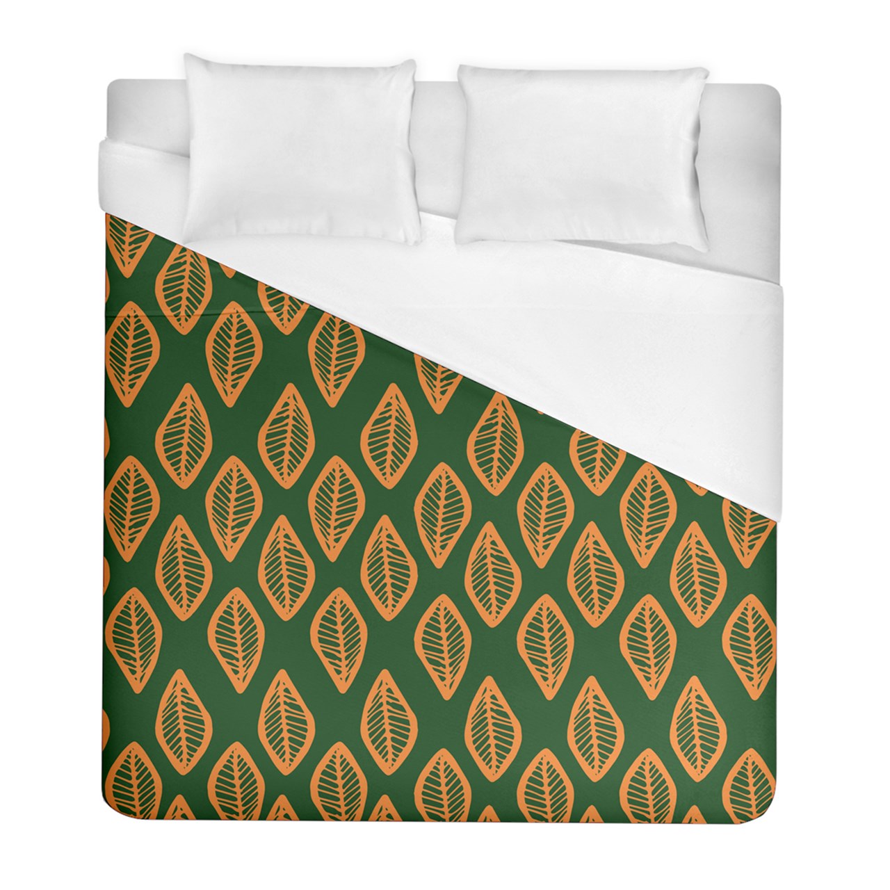 African | Ethnic | Mudcloth | #16 Green and Orange Duvet Cover (Full/ Double Size)