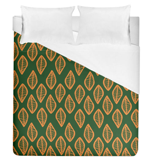 African | Ethnic | Mudcloth | #16 Green and Orange Duvet Cover (Queen Size)