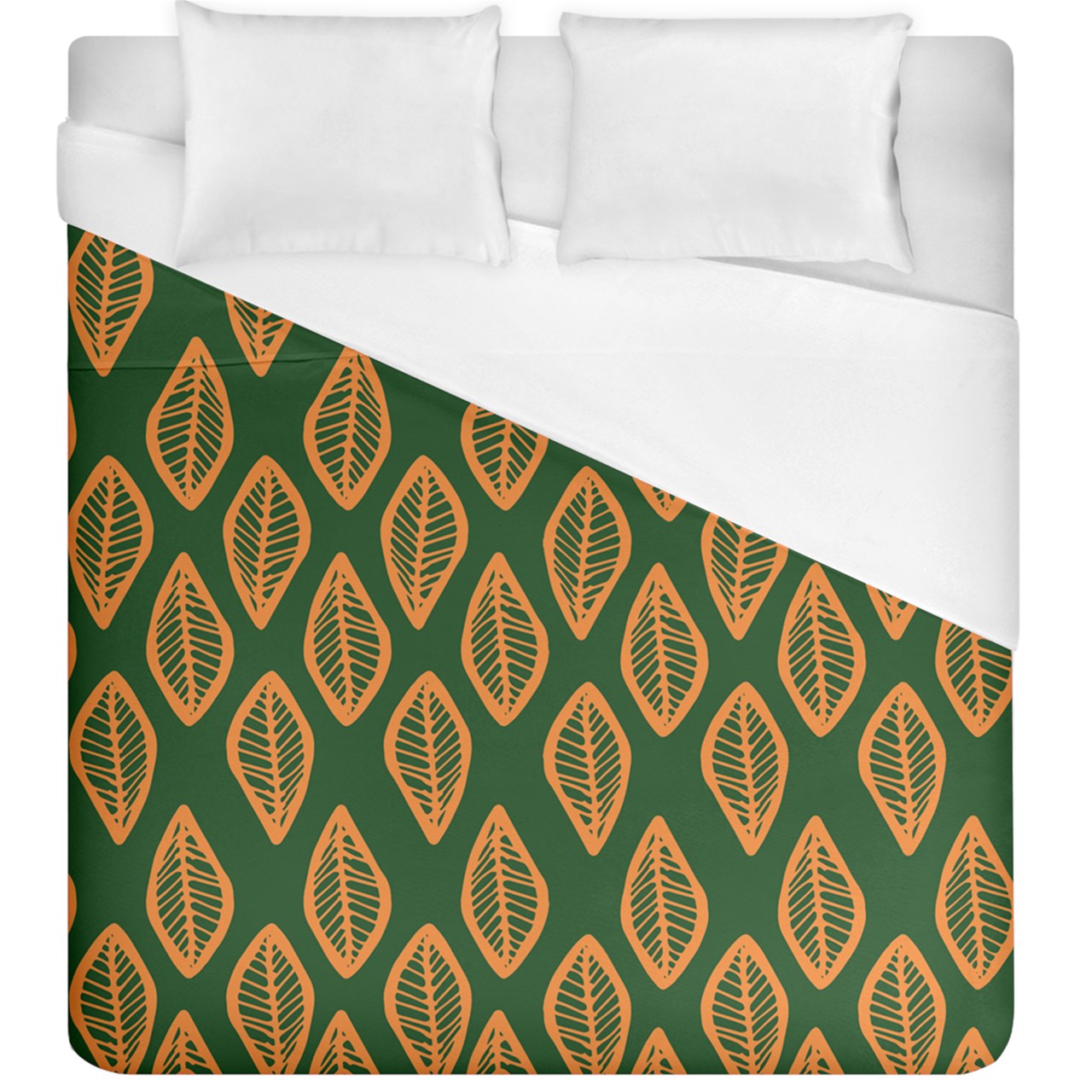 African | Ethnic | Mudcloth | #16 Green and Orange Duvet Cover (King Size)