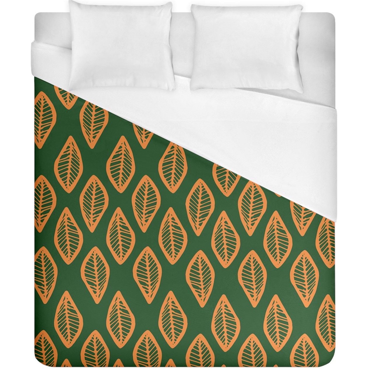 African | Ethnic | Mudcloth | #16 Green and Orange Duvet Cover (California King Size)