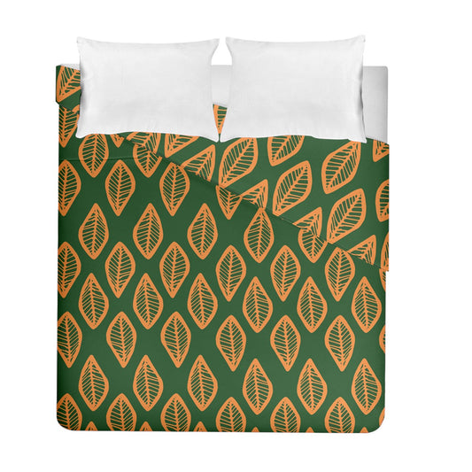 African | Ethnic | Mudcloth | #16 Green and Orange Duvet Cover Double Side (Full/ Double Size)