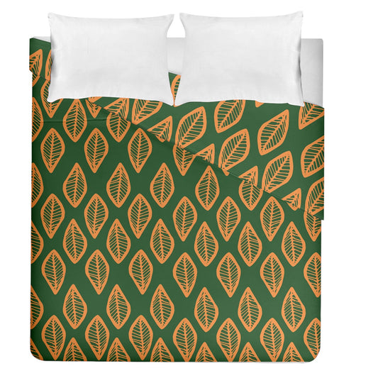 African | Ethnic | Mudcloth | #16 Green and Orange Duvet Cover Double Side (Queen Size)