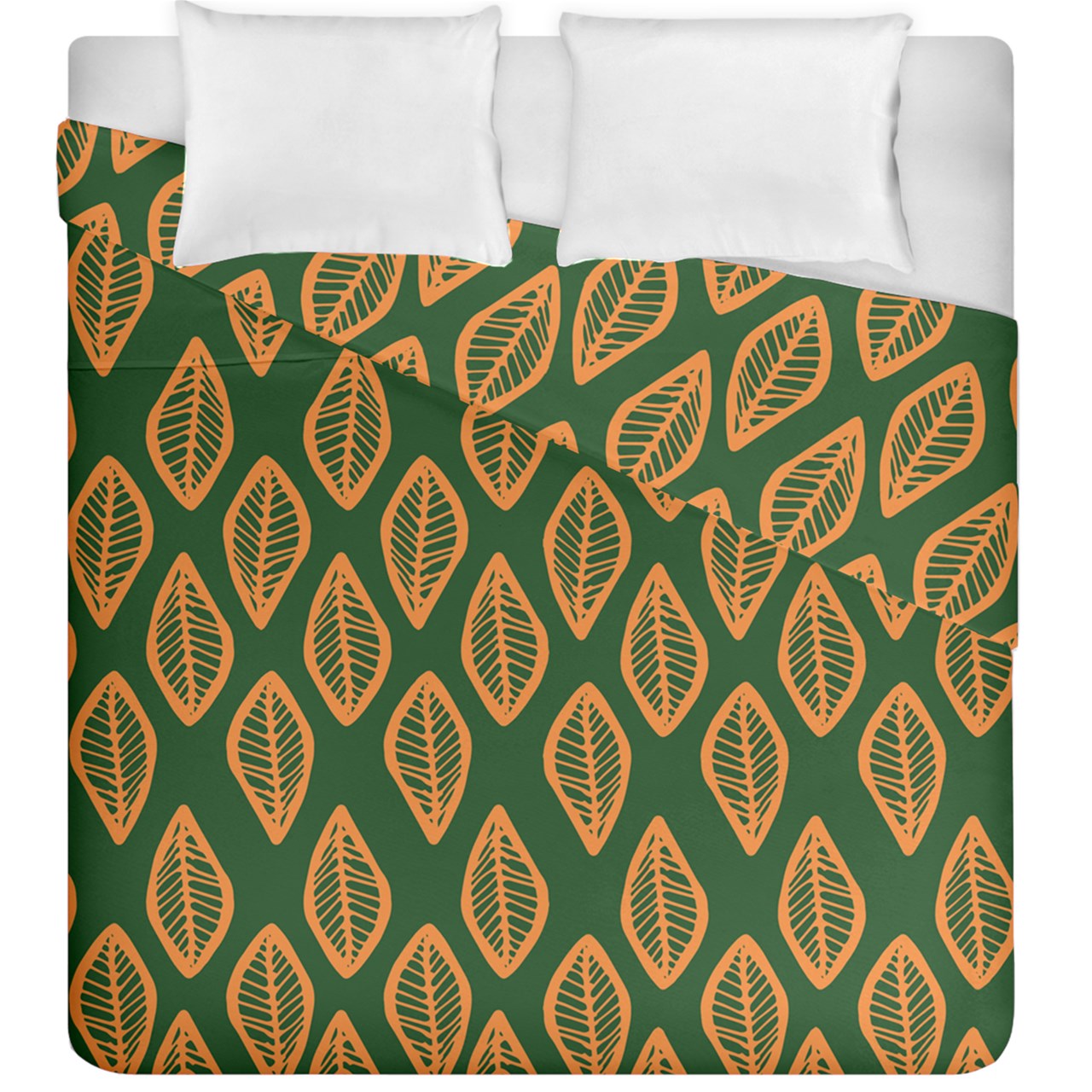 African | Ethnic | Mudcloth | #16 Green and Orange Duvet Cover Double Side (King Size)