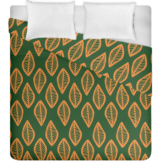 African | Ethnic | Mudcloth | #16 Green and Orange Duvet Cover Double Side (King Size)