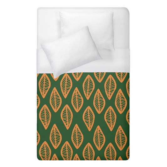 African | Ethnic | Mudcloth | #16 Green and Orange Duvet Cover (Single Size)