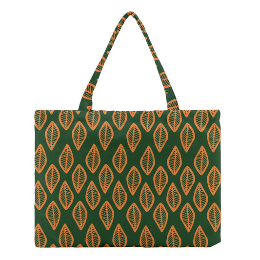 African | Ethnic | Mudcloth | #16 Green and Orange Medium Tote Bag