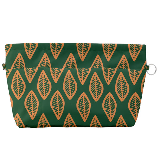 African | Ethnic | Mudcloth | #16 Green and Orange Handbag Organizer (Large)