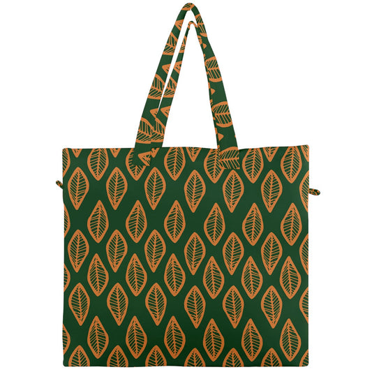 African | Ethnic | Mudcloth | #16 Green and Orange Canvas Travel Bag