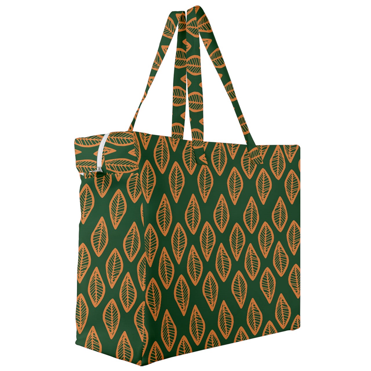 African | Ethnic | Mudcloth | #16 Green and Orange Canvas Travel Bag