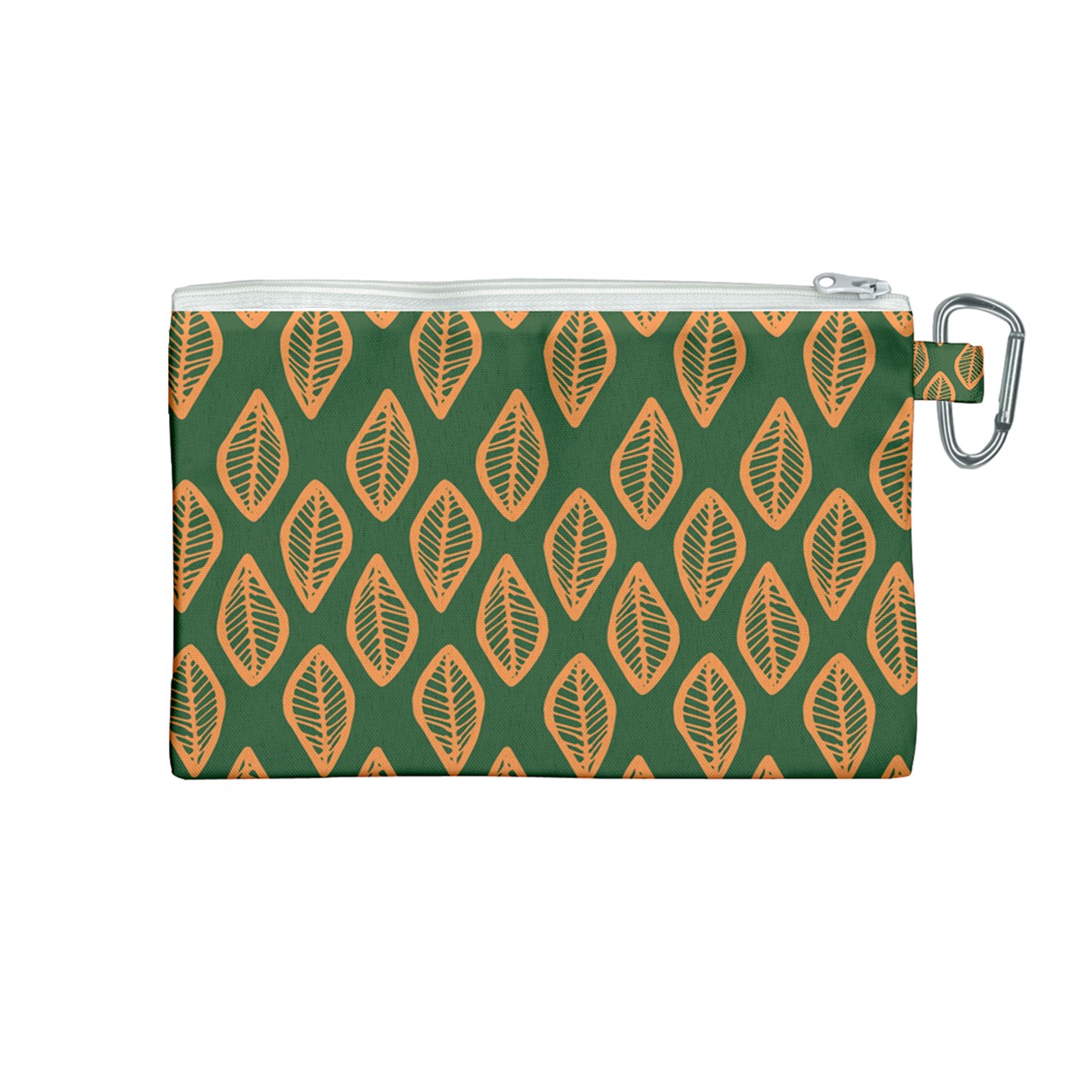 African | Ethnic | Mudcloth | #16 Green and Orange Canvas Cosmetic Bag (Medium)