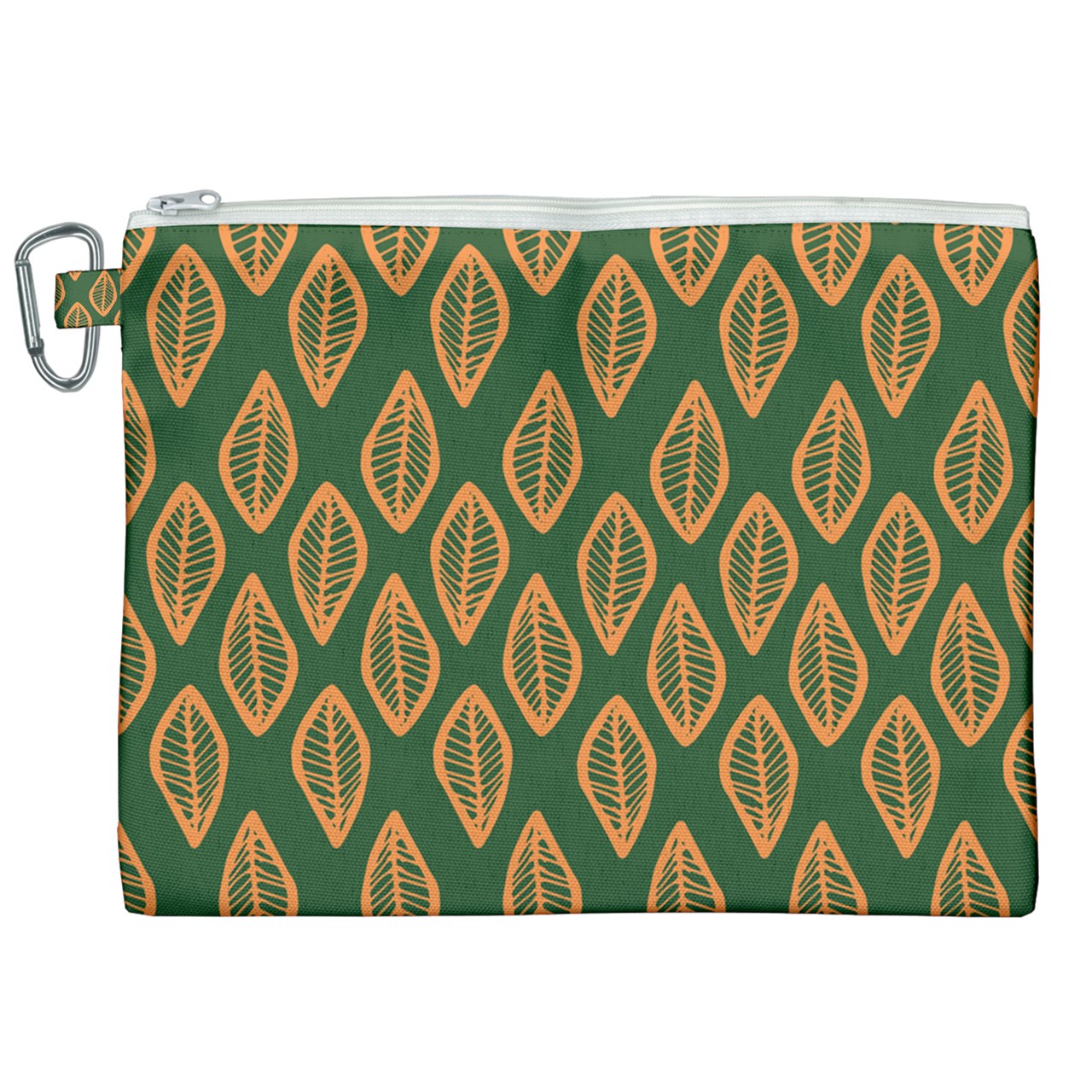 African | Ethnic | Mudcloth | #16 Green and Orange Canvas Cosmetic Bag (XXL)