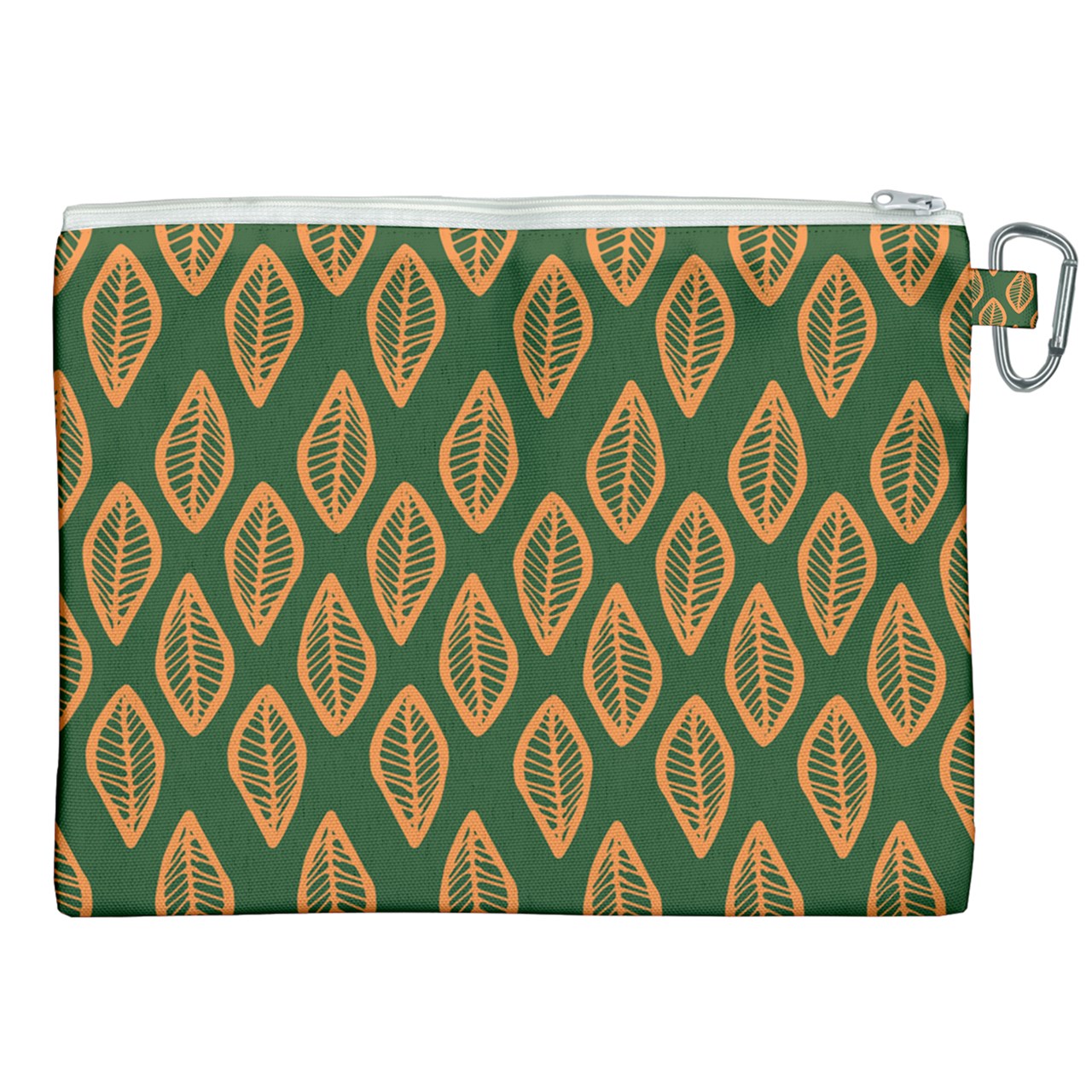 African | Ethnic | Mudcloth | #16 Green and Orange Canvas Cosmetic Bag (XXL)