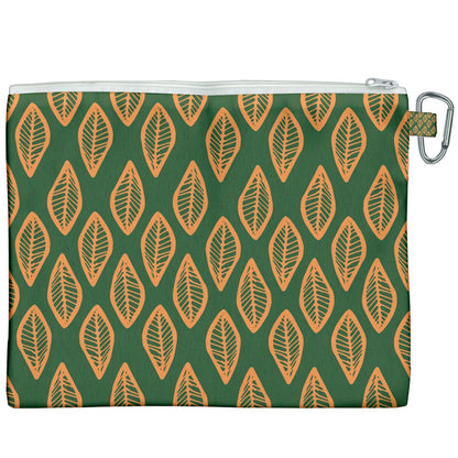 African | Ethnic | Mudcloth | #16 Green and Orange Canvas Cosmetic Bag (XXXL)