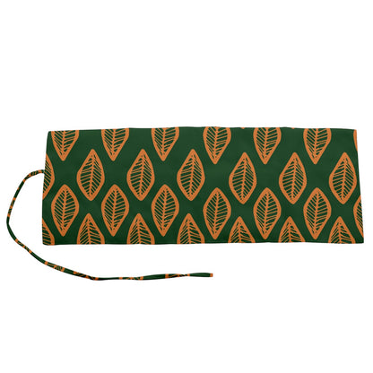 African | Ethnic | Mudcloth | #16 Green and Orange Roll Up Canvas Pencil Holder (S)