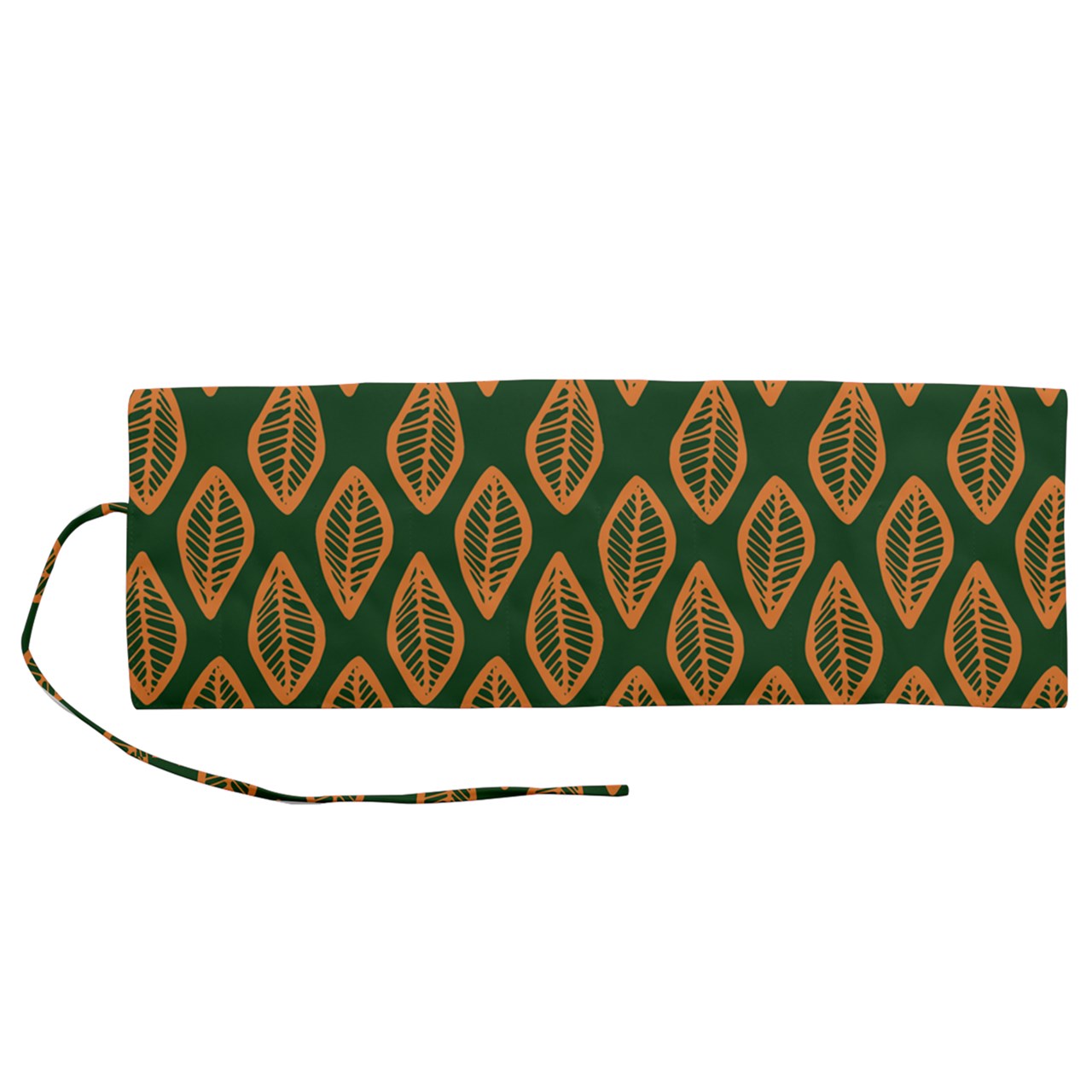 African | Ethnic | Mudcloth | #16 Green and Orange Roll Up Canvas Pencil Holder (M)