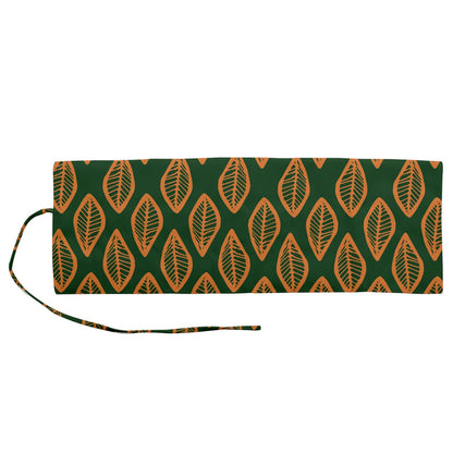 African | Ethnic | Mudcloth | #16 Green and Orange Roll Up Canvas Pencil Holder (M)