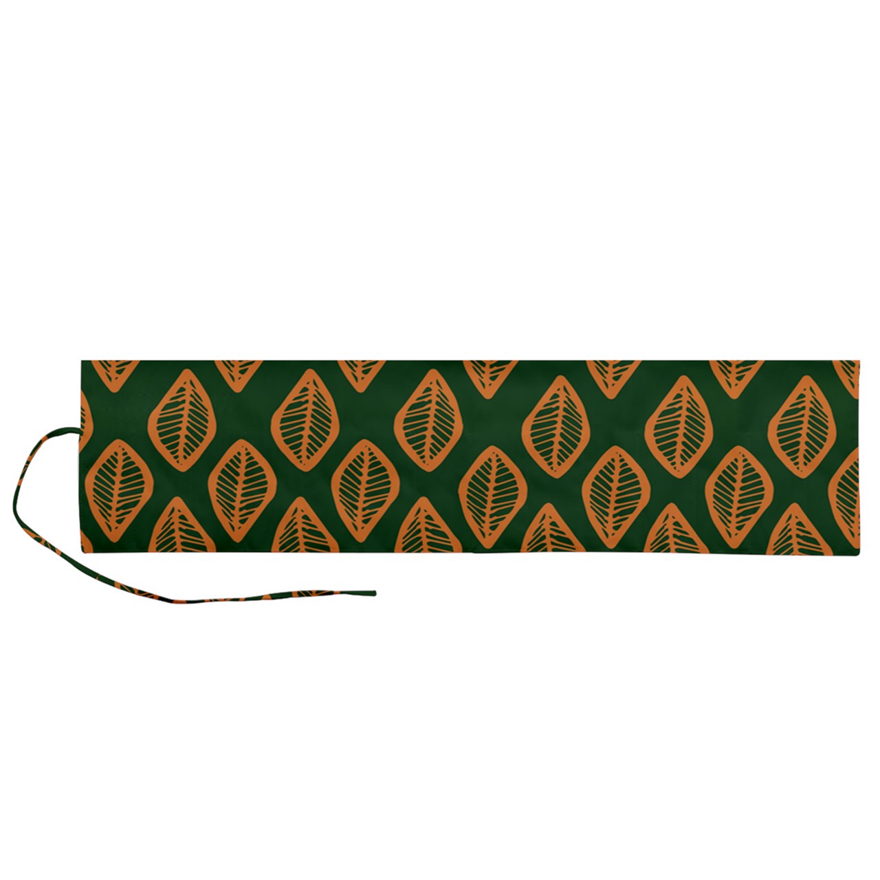African | Ethnic | Mudcloth | #16 Green and Orange Roll Up Canvas Pencil Holder (L)