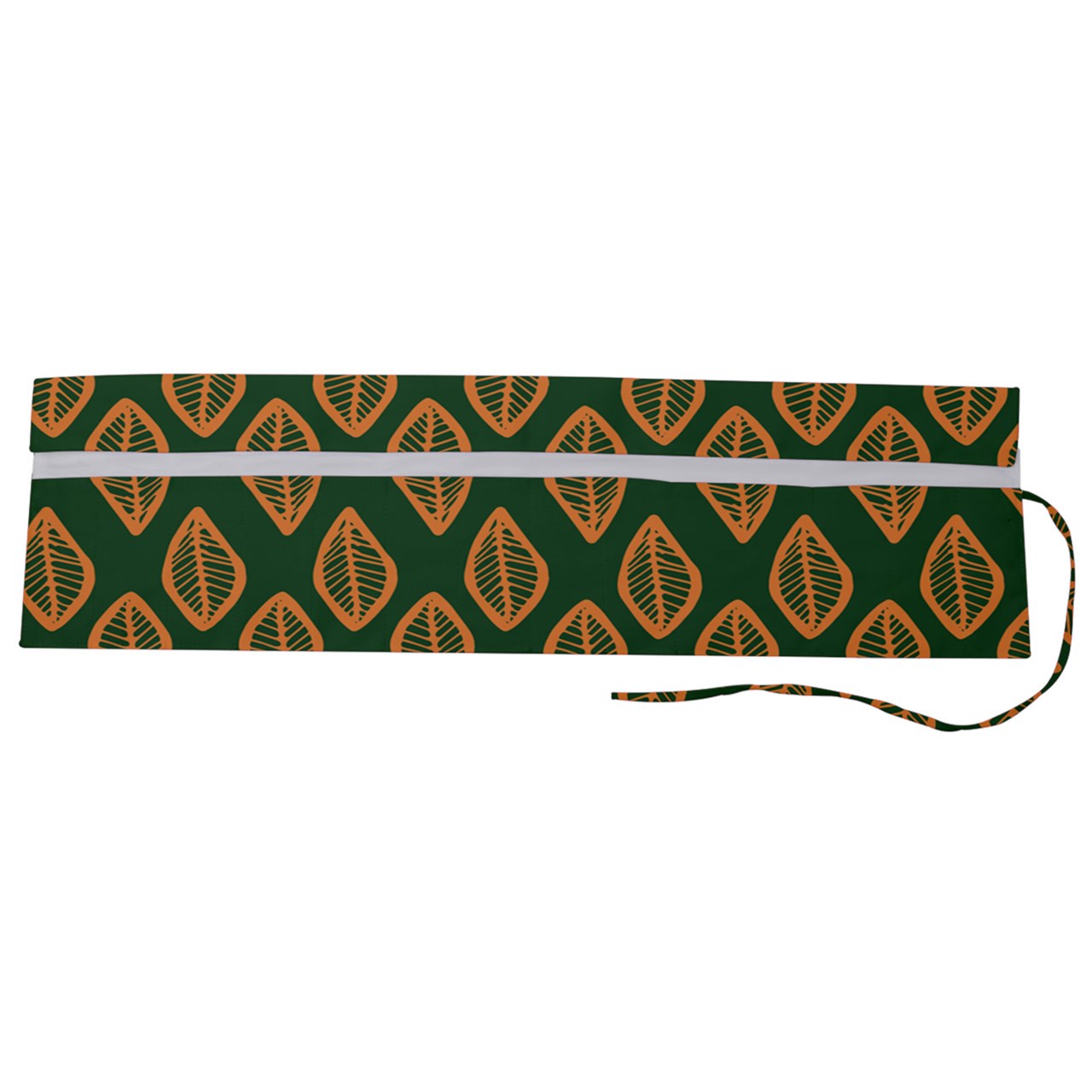 African | Ethnic | Mudcloth | #16 Green and Orange Roll Up Canvas Pencil Holder (L)