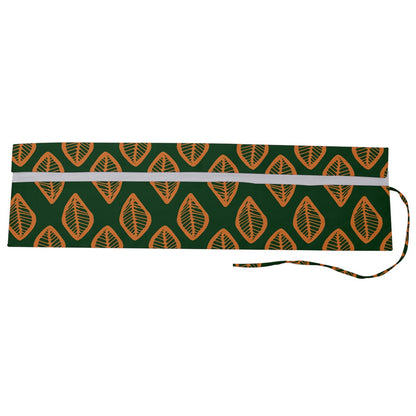 African | Ethnic | Mudcloth | #16 Green and Orange Roll Up Canvas Pencil Holder (L)
