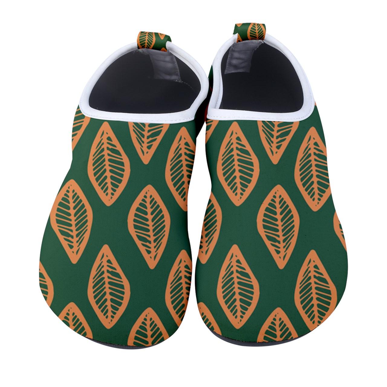 African | Ethnic | Mudcloth | #16 Green and Orange Men's Sock-Style Water Shoes