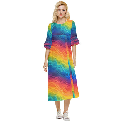 LGBTQ Rainbow Double Cuff Midi Dress