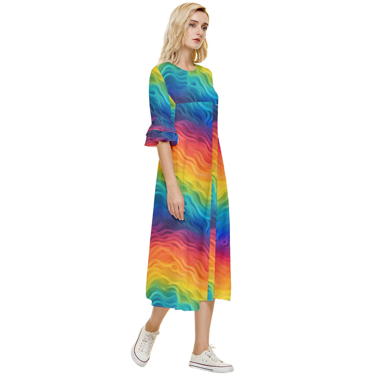 LGBTQ Rainbow Double Cuff Midi Dress