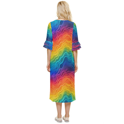 LGBTQ Rainbow Double Cuff Midi Dress