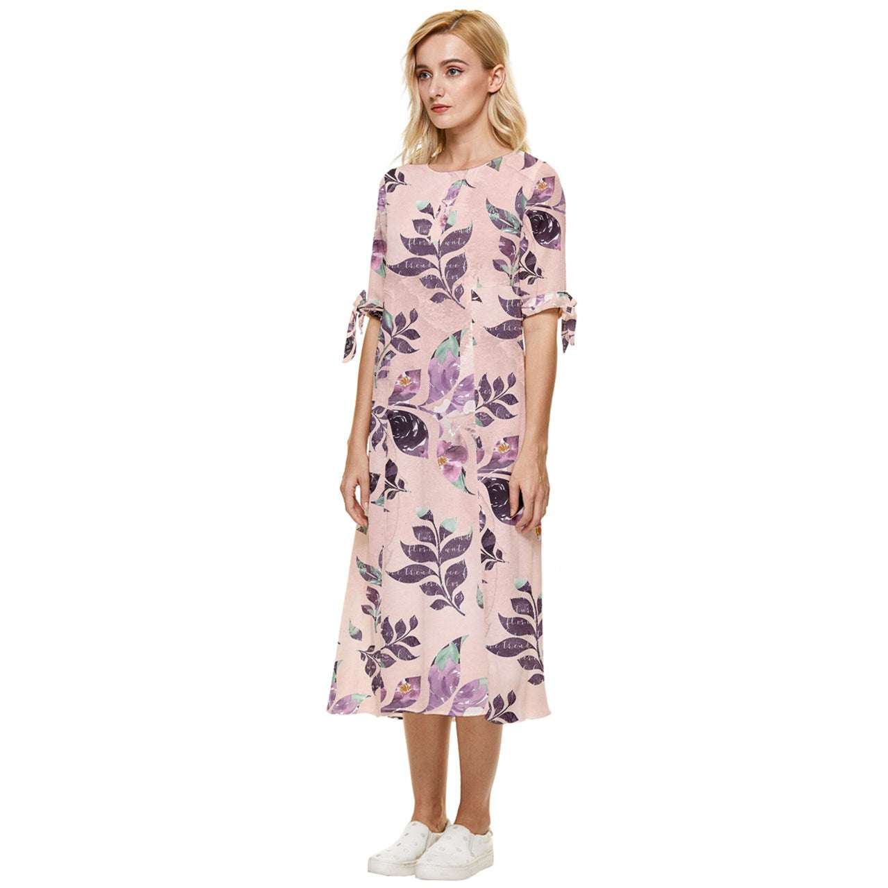 Sangria Bow Sleeve Chiffon Midi Dress