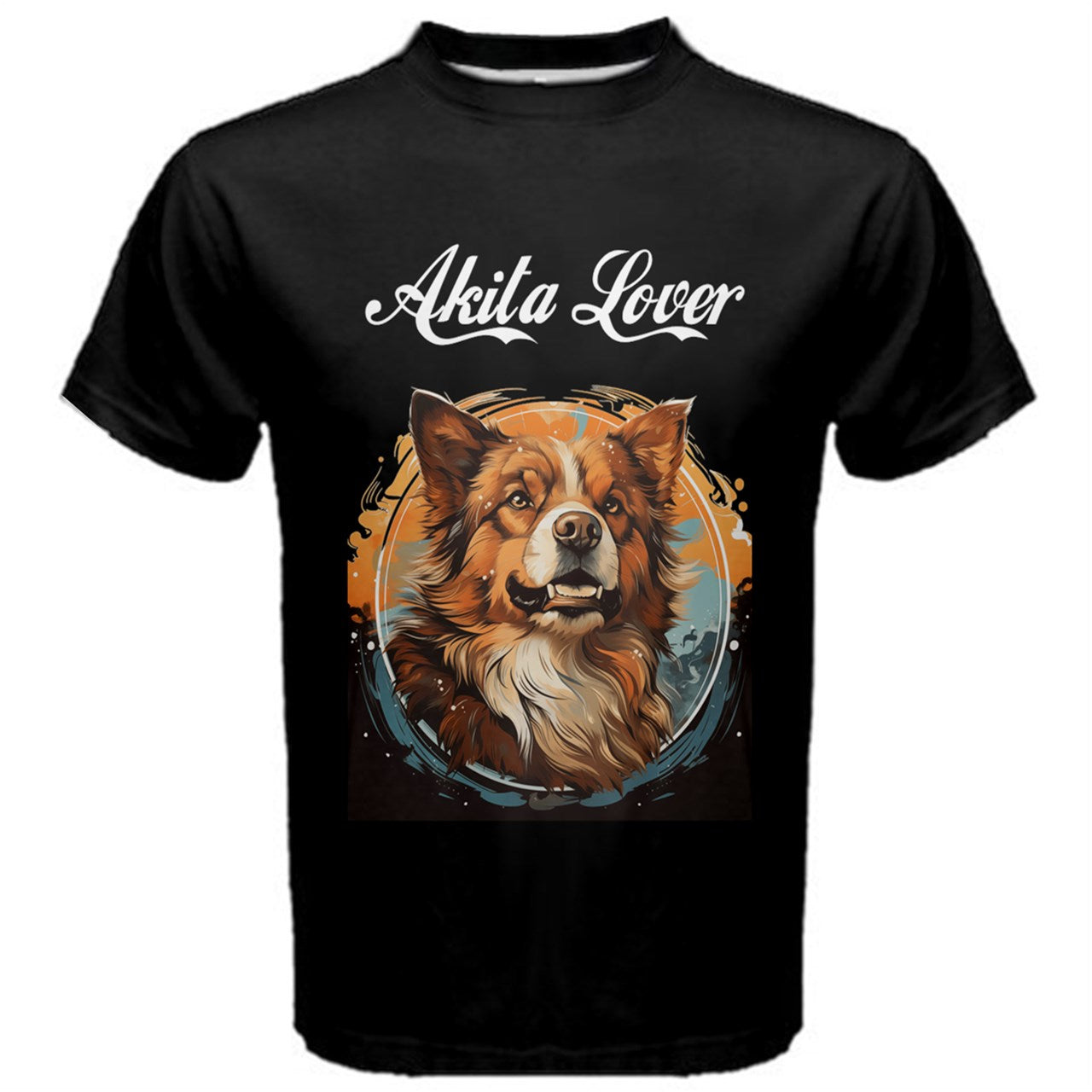Men's Cotton Tee: Akita Lover - A Luxtrini Exclusive Akita Dog Black Tee #1
