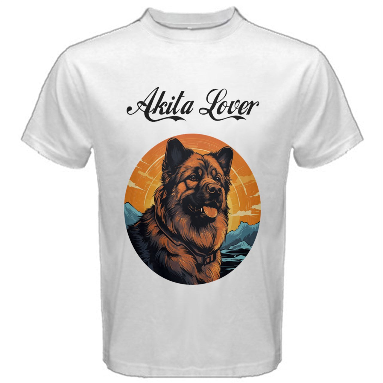 Men's Cotton Tee: Akita Lover - A Luxtrini Exclusive Akita Dog White Tee #3