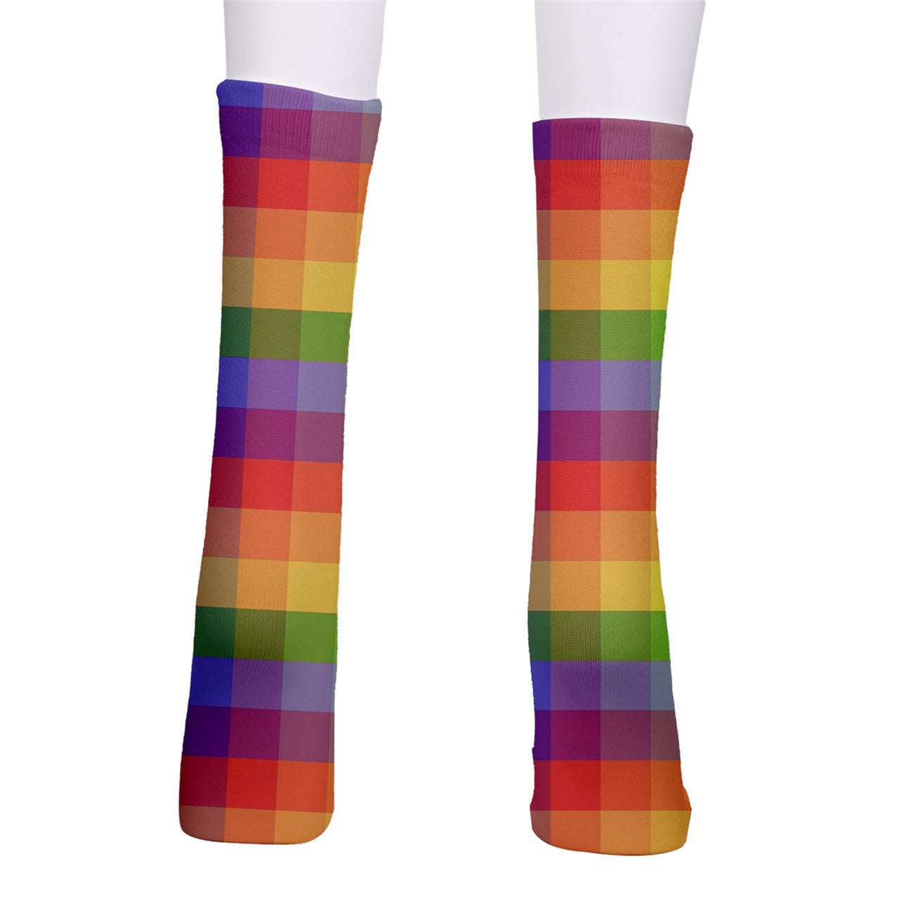 Rainbow Plaid Crew Socks