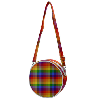 Rainbow Plaid Crossbody Circle Bag