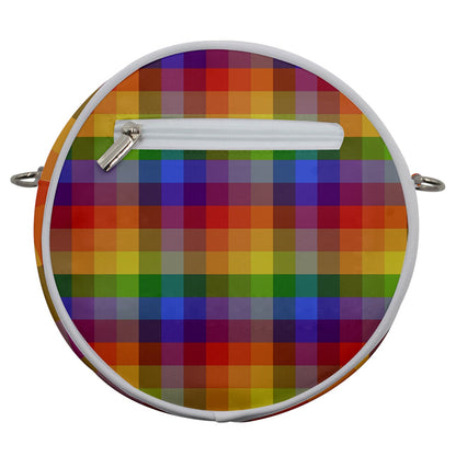 Rainbow Plaid Crossbody Circle Bag