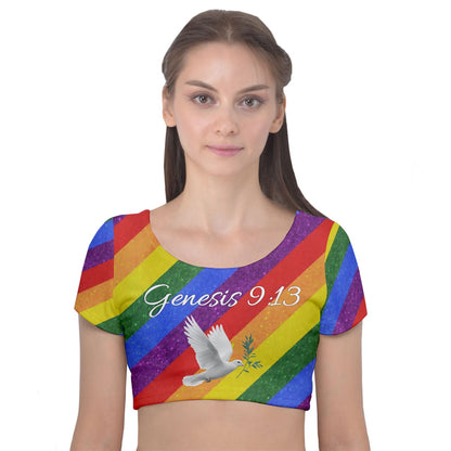 Rainbow Velvet Short Sleeve Crop Top Gen 9:13