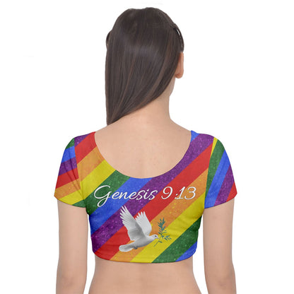 Rainbow Velvet Short Sleeve Crop Top Gen 9:13