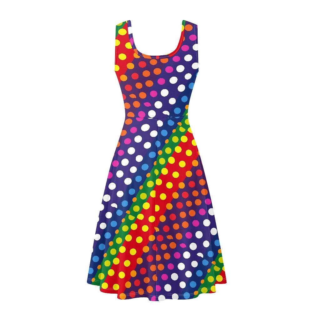 LGBTQ-Friendly Rainbow Polka Dot Tank Dresses for Women by Luxtrini