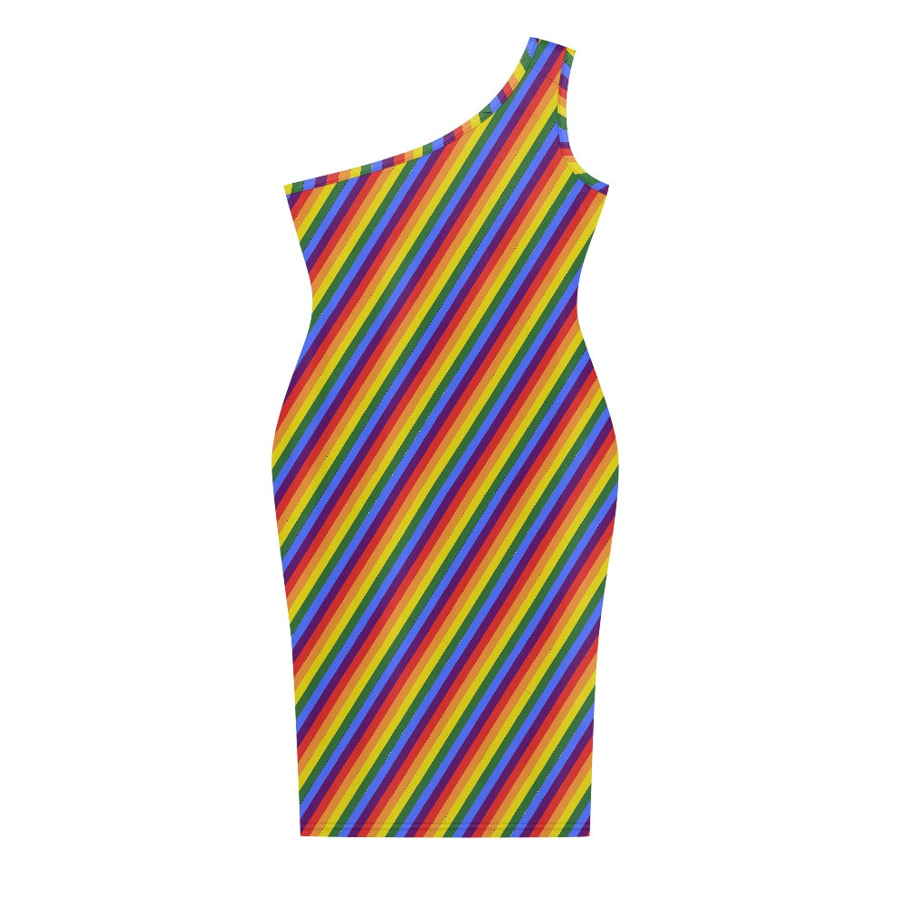 Rainbow Women's one-shoulder slim dress