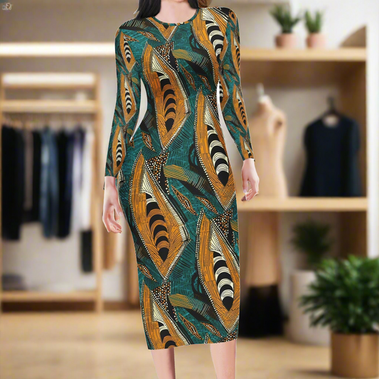 Luxtrini African Print: A Vibrant Blend of Tradition and Style Women Bodycon Midi Sheath Dress