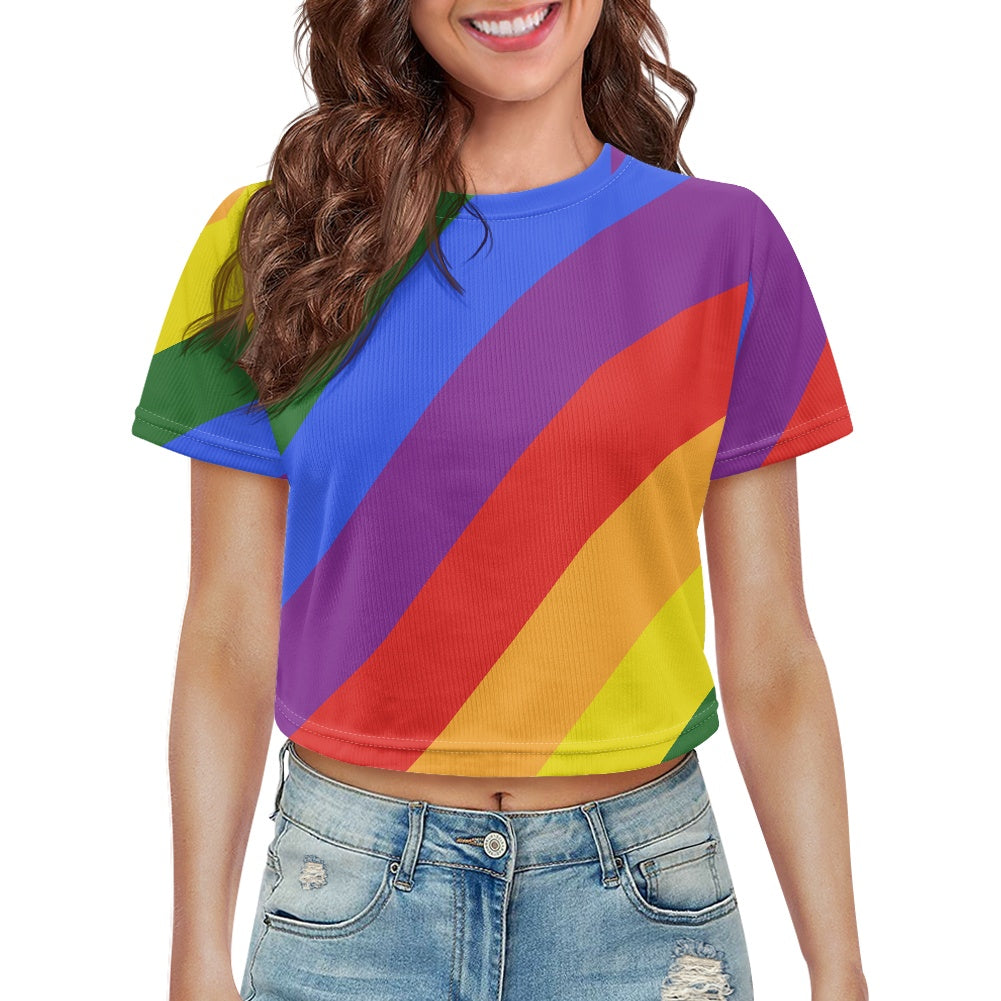 Rainbow Loose cropped navel-baring T-shirt