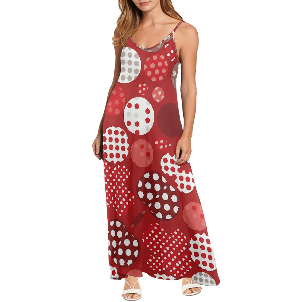 Polka Dot Strappy Maxi Dress – Soft & Flowy | Sizes XS-4XL