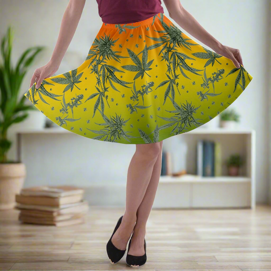 Marijuana A-line Skater Skirt