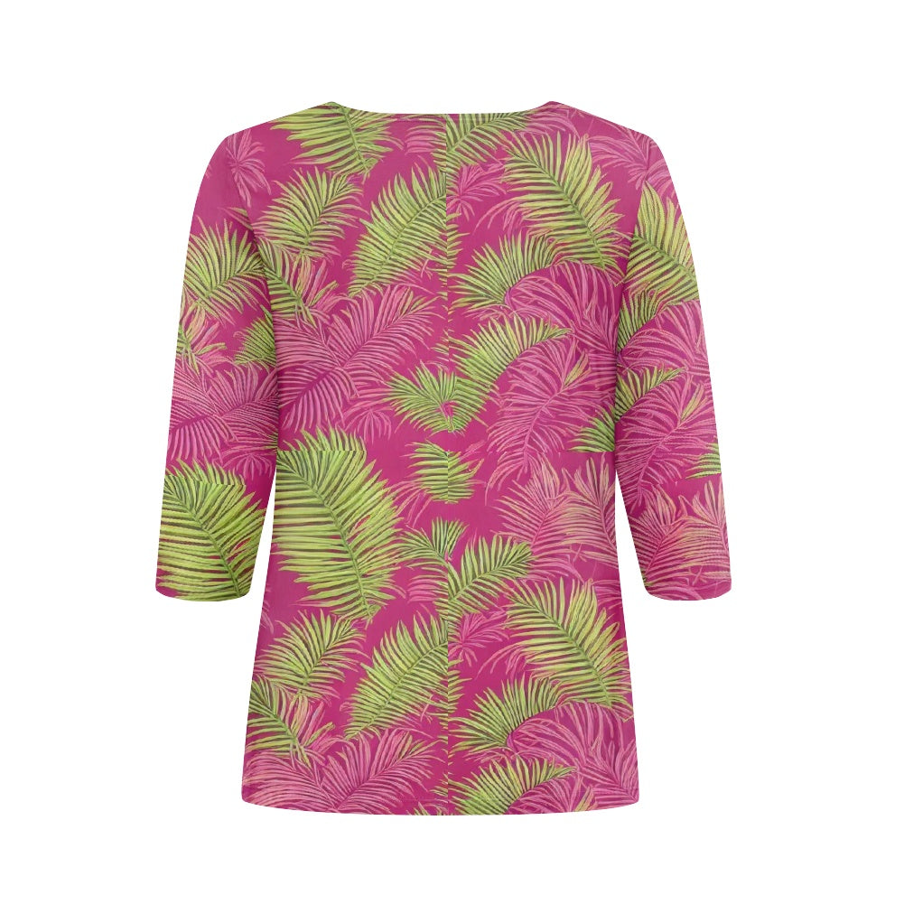 Women's three quarter sleeve top(with buttons)