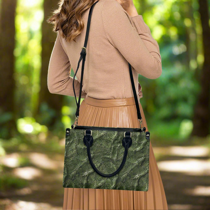 Moss Luxe: Timeless Textured Green PU Leather Women's Twill Handbag