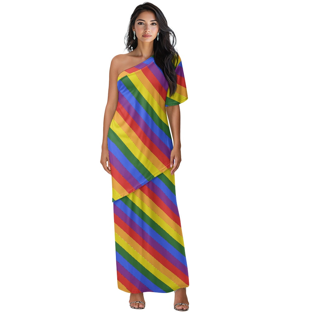 Elegant Off-Shoulder Two-Piece Dress for Women white