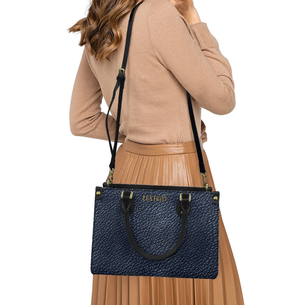 Navy Women's PU Leather Twill Handbag by Luxtrini