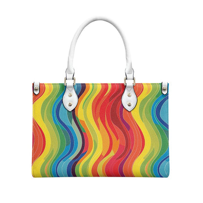 Wavy Rainbow Women's PU leather twill handbag